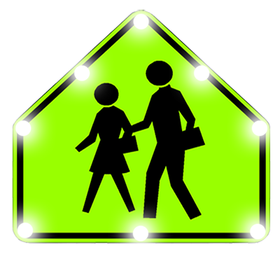 Solar Powered Flashing LED School Zone Crossing Sign